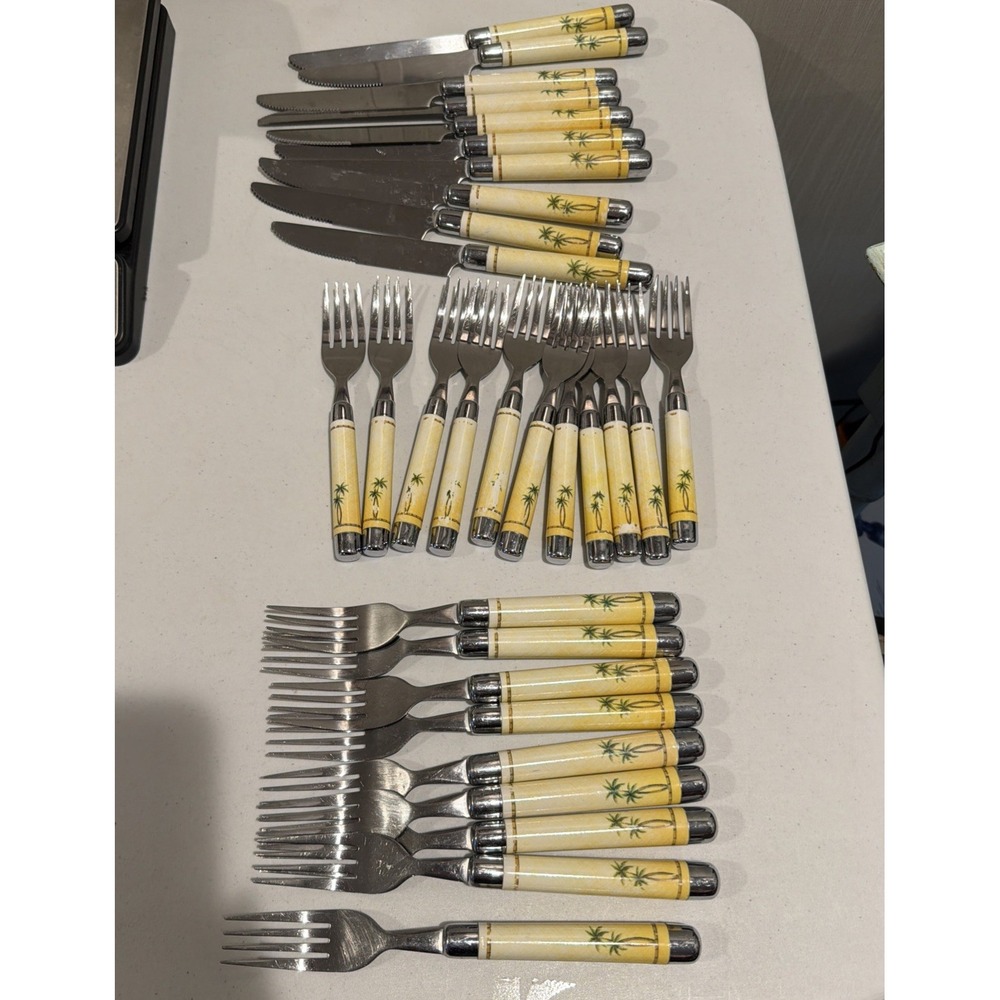Cambridge Silversmiths Palm Tree Flatware Yellow 30 Pc Replacement Lot Fair